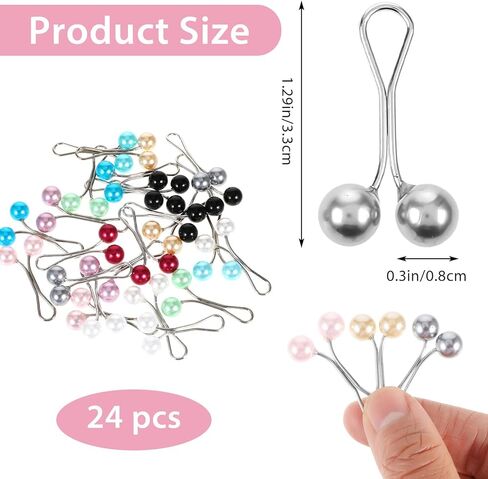 24PCS Hijab Pins for Women, Cute Pearl Shawl Scarf Pin Clips Brooch Pin Hooks, Colorful Headscarf Accessories in Saudi Arabia