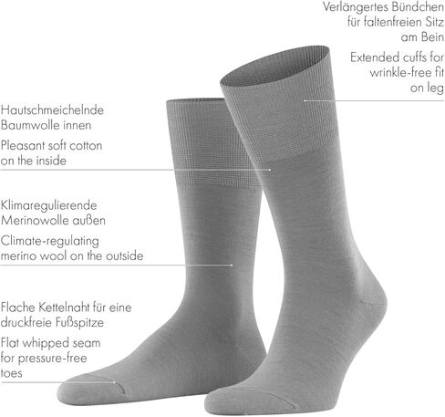 مقاس FALKE 12.5-13.5، حزمة جوارب المطار للرجال: مزيج ميرينو الفاخر في الطاقم وأطوال الركبة للملابس الرسمية والعادية in Saudi Arabia
