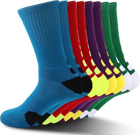 4 Pairs Mens Basketball Socks Athletic Running High Stockings Comfort Athletic Crew Socks Cushion Running Sock Performance Breathable Sports Sock for Men [anti-slip, 4 colors style-1] in Saudi Arabia