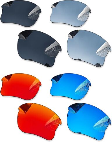4 أزواج من العدسات البديلة لنظارات Oakley Flak Jacket XLJ OO9009/Flak Jacket XLJ Asian Fit (AF) - أسود + فضي تيتانيوم + أزرق ثلجي + أحمر ناري in Saudi Arabia