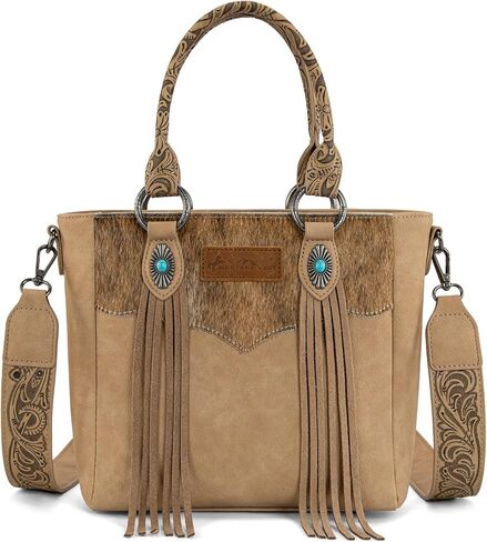 Montana West Western Cowhide Crossbody Bag for Women Designer Leather Tassel Top Handle Handbags in Saudi Arabia