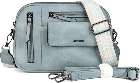 Crossbody Bag for Women, Multi Pocket Shoulder Purse, Vegan Leather Bag with Adjustable Strap, Lightweight Purse in Saudi Arabia