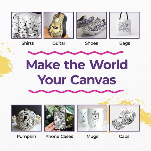 PINTAR | 18 PACK | Black & White Acyrlic Paint Markers in Medium, Fine, Extra Fine Point | Rock Painting, Wood, Glass, Leather, Shoes | Acylic Paint Pens | Pack of 18, 0.7mm/ 1mm/ 5mm in Kuwait