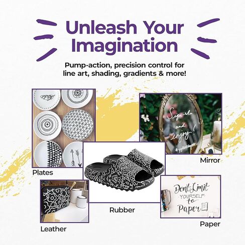 PINTAR | 18 PACK | Black & White Acyrlic Paint Markers in Medium, Fine, Extra Fine Point | Rock Painting, Wood, Glass, Leather, Shoes | Acylic Paint Pens | Pack of 18, 0.7mm/ 1mm/ 5mm in Kuwait