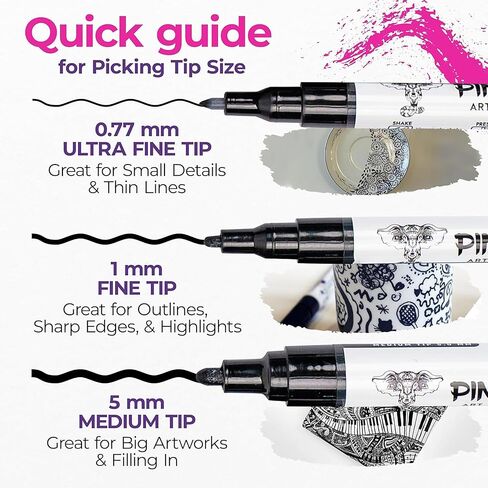 PINTAR | 18 PACK | Black & White Acyrlic Paint Markers in Medium, Fine, Extra Fine Point | Rock Painting, Wood, Glass, Leather, Shoes | Acylic Paint Pens | Pack of 18, 0.7mm/ 1mm/ 5mm in Kuwait