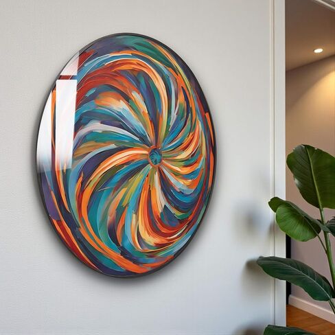 Venodeco Tempered Glass Wall Art,Abstract Wall Painting, Home Decor, Housewarming Gift, Wall Hangings, Round Decor, Stained Glass Art in Saudi Arabia