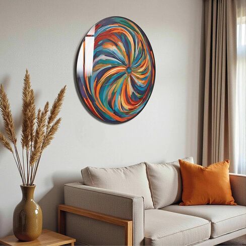 Venodeco Tempered Glass Wall Art,Abstract Wall Painting, Home Decor, Housewarming Gift, Wall Hangings, Round Decor, Stained Glass Art in Saudi Arabia