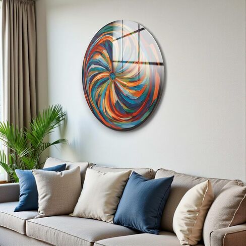 Venodeco Tempered Glass Wall Art,Abstract Wall Painting, Home Decor, Housewarming Gift, Wall Hangings, Round Decor, Stained Glass Art in Saudi Arabia