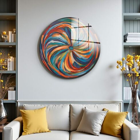 Venodeco Tempered Glass Wall Art,Abstract Wall Painting, Home Decor, Housewarming Gift, Wall Hangings, Round Decor, Stained Glass Art in Saudi Arabia
