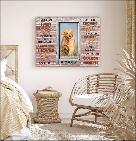 Generic Custom Canvas Prints Personalized Memorial Pet Photo Waiting At The Door, Family Name Sign for Home Decor, Personalized Canvas, Full Size Customized 12""x18"", Style 01 in Saudi Arabia