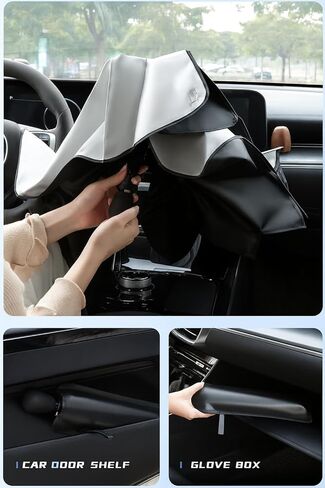 ApexGear Windshield Sun Shade Umbrella – Foldable Retractable Cover for Car Front Window – Compact UV Blocker – Heat Reflective Sunshield – Interior Cooling Protection (Large (56 x 31 in)) in Saudi Arabia