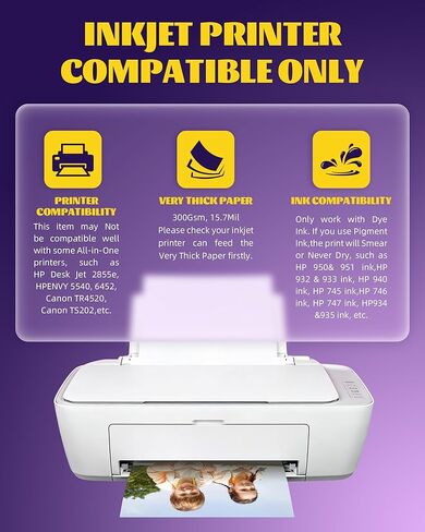 100 ورقة سميكة على الوجهين ثقيلة الوزن من ورق الصور اللامع الفاخر مقاس 8.5 × 11 بوصة 300 جم لكل متر مربع 80 رطل فقط للطابعة النافثة للحبر الاحترافية وحبر الصبغ لورق الكتيبات وورق النشرات in Kuwait