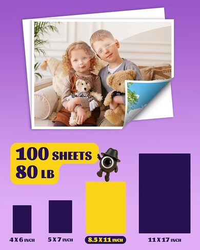 100 ورقة سميكة على الوجهين ثقيلة الوزن من ورق الصور اللامع الفاخر مقاس 8.5 × 11 بوصة 300 جم لكل متر مربع 80 رطل فقط للطابعة النافثة للحبر الاحترافية وحبر الصبغ لورق الكتيبات وورق النشرات in Kuwait