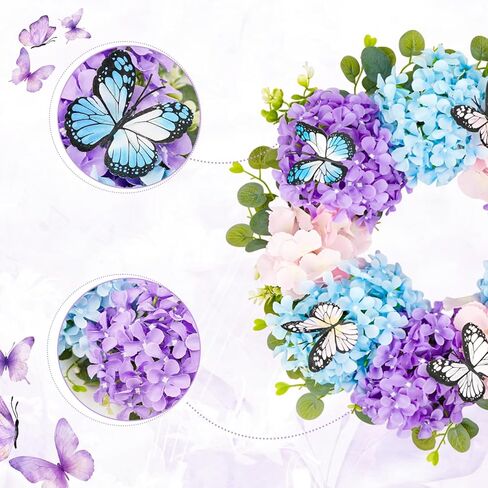 20 بوصة إكليل الربيع الزهور الأرجواني فراشة إكليل داخلي في الهواء الطلق جدار مهرجان المنزل مزرعة زينة الزفاف in Kuwait