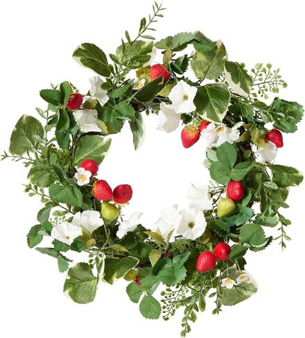 National Tree Company Artificial Spring Wreath, Woven Branch Base, Decorated with Strawberries, Petunia Blooms, Leafy Greens, Spring Collection, 22 Inches in Saudi Arabia