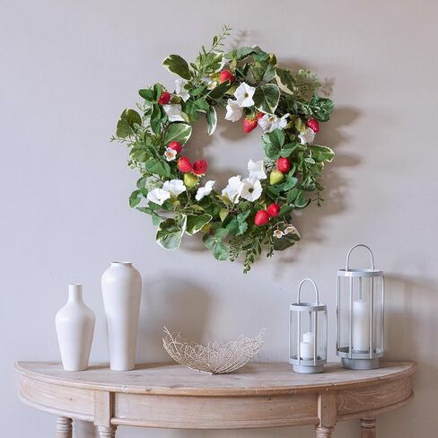 National Tree Company Artificial Spring Wreath, Woven Branch Base, Decorated with Strawberries, Petunia Blooms, Leafy Greens, Spring Collection, 22 Inches in Saudi Arabia