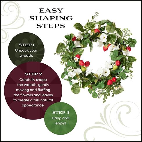 National Tree Company Artificial Spring Wreath, Woven Branch Base, Decorated with Strawberries, Petunia Blooms, Leafy Greens, Spring Collection, 22 Inches in Saudi Arabia