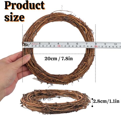 12 Pcs 8 Inch Natural Grapevine Wreath Set, Natural Rattan Wreath,Hand-Woven 8 Inch Vine Branch Wreaths, Perfect for DIY Crafts, Christmas Decorations, and Wedding Supplies in Saudi Arabia