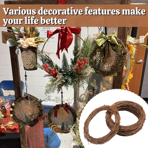 12 Pcs 8 Inch Natural Grapevine Wreath Set, Natural Rattan Wreath,Hand-Woven 8 Inch Vine Branch Wreaths, Perfect for DIY Crafts, Christmas Decorations, and Wedding Supplies in Saudi Arabia