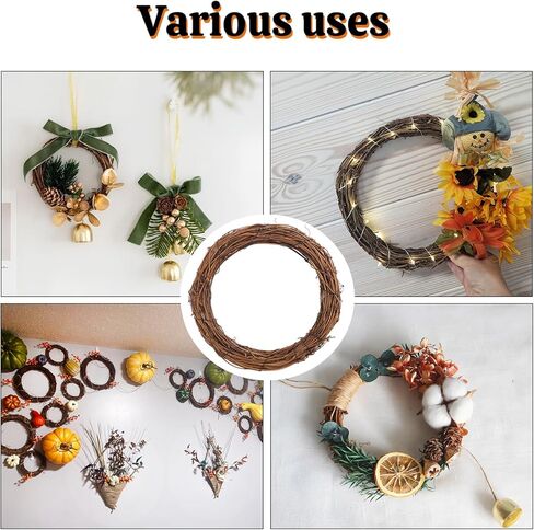 12 Pcs 8 Inch Natural Grapevine Wreath Set, Natural Rattan Wreath,Hand-Woven 8 Inch Vine Branch Wreaths, Perfect for DIY Crafts, Christmas Decorations, and Wedding Supplies in Saudi Arabia