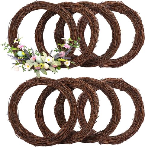 GNIEMCKIN 8 Pack 10 Inch Natural Grapevine Wreaths, Vine Branch Wreath, Grapevine Garland for DIY Crafts and Christmas Decorations, Ideal for Indoor and Outdoor Use in Saudi Arabia