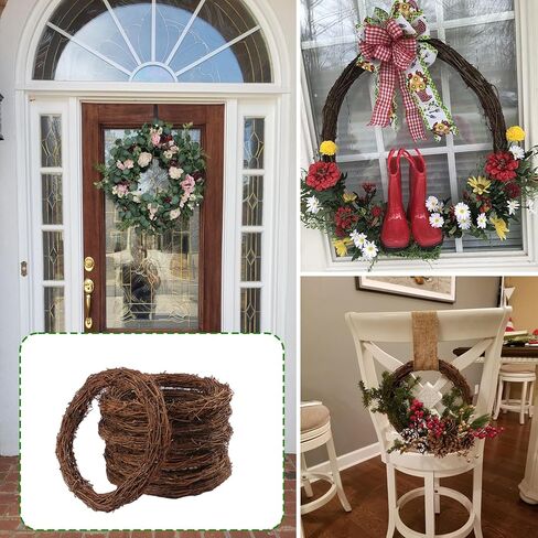GNIEMCKIN 8 Pack 10 Inch Natural Grapevine Wreaths, Vine Branch Wreath, Grapevine Garland for DIY Crafts and Christmas Decorations, Ideal for Indoor and Outdoor Use in Saudi Arabia