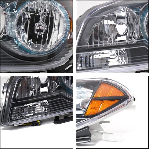 2PCS Headlight Assembly Set For 2008 2009 2010 2011 2012 Chevy Malibu LT LS LTZ Hybrid Sedan Replacement Headlamps Black Housing Amber Reflector Driver and Passenger side GM2502307 GM2503307 in Saudi Arabia