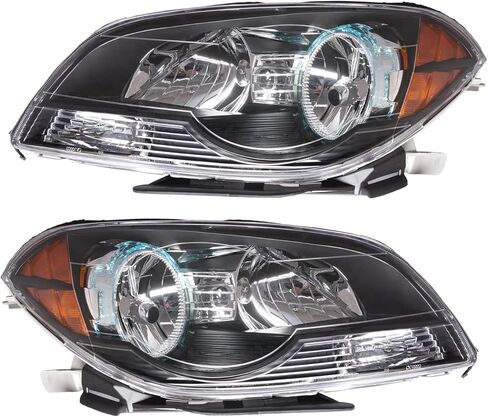 2PCS Headlight Assembly Set For 2008 2009 2010 2011 2012 Chevy Malibu LT LS LTZ Hybrid Sedan Replacement Headlamps Black Housing Amber Reflector Driver and Passenger side GM2502307 GM2503307 in Saudi Arabia