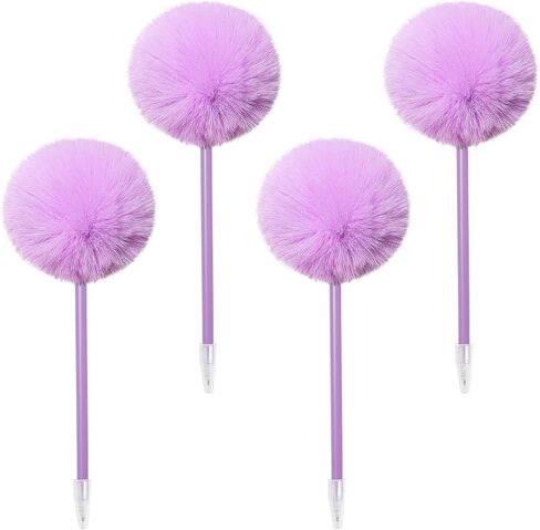 4 Pack Pom Pom Pen Cute Pens for Girls Fluffy Pompoms Plastic Ball Point Pens Fuzzy Pens for Kids Children School Office Use (Pink) in Saudi Arabia