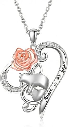 Music Phantom Of The Opera Necklace 925 Sterling Silver Music Note Mask Rose Flower Pendant Heart Opera Theater Jewelry for Women in Saudi Arabia