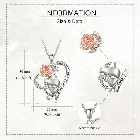 Music Phantom Of The Opera Necklace 925 Sterling Silver Music Note Mask Rose Flower Pendant Heart Opera Theater Jewelry for Women in Saudi Arabia