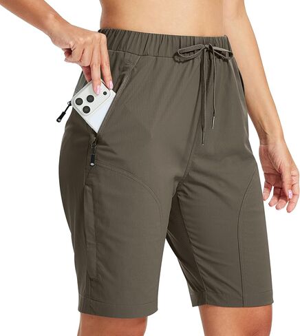 شورت AIRIKE للسيدات مقاس 9 بوصات/15 بوصة للمشي لمسافات طويلة خفيف الوزن وسريع الجفاف ومطاط كاجوال رياضي للجولف مع 5 جيوب in Kuwait