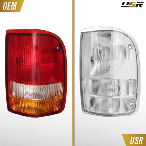 USR UNIQUE STYLE RACING 93-97 Ranger Pick-Up Tail Light - زوج مصابيح الذيل (يسار + يمين) متوافق مع شاحنة Ford Ranger PickUp 1993-1997 جميع الموديلات الجيل الثاني (عدسة واضحة مع مصابيح ملونة) in Saudi Arabia