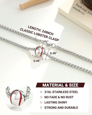 PINKDODO Baseball Necklace Baseball Gifts for Boys 8 12 10 14 Easter Basket Stuffers Valentines Christmas Gifts for Teen Boys Teenage in Saudi Arabia
