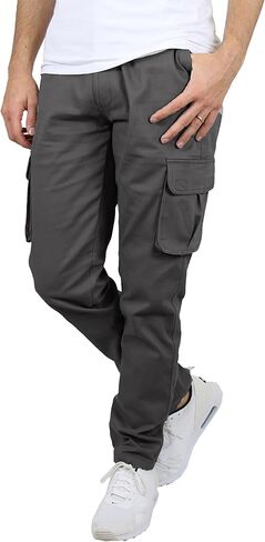 مجموعة من 3 سراويل كارجو قطنية مرنة قابلة للتمدد للرجال، درزة داخلية 31 بوصة - مريحة ومتينة in Kuwait