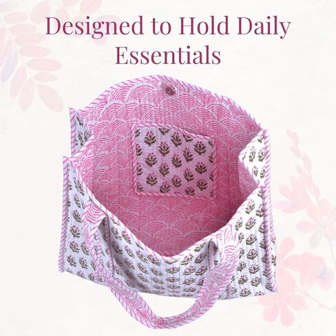 حقيبة حمل للنساء، حقائب تسوق البقالة، حقيبة قطنية كبيرة مبطنة، حقيبة شاطئ، حقائب عمل للنساء، حقيبة سفر زهرية، محفظة كتف أنيقة، حقيبة حمل مبطنة كبيرة الحجم | حقيبة يد قابلة لإعادة الاستخدام، حقائب يد يدوية، الحجم: 16 × 14 × 6، السعة 21 لتر، Ma in Kuwait