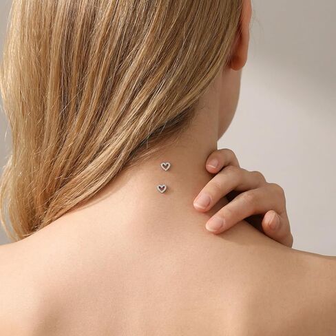 2Pcs Heart Dermal Jewelry Tops 14G Cubic Zirconia Dermal Piercing 316l Surgical Steel Fake Dermals Piercing Internally Threaded Studs for Women Men in Saudi Arabia