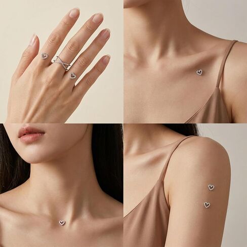 2Pcs Heart Dermal Jewelry Tops 14G Cubic Zirconia Dermal Piercing 316l Surgical Steel Fake Dermals Piercing Internally Threaded Studs for Women Men in Saudi Arabia