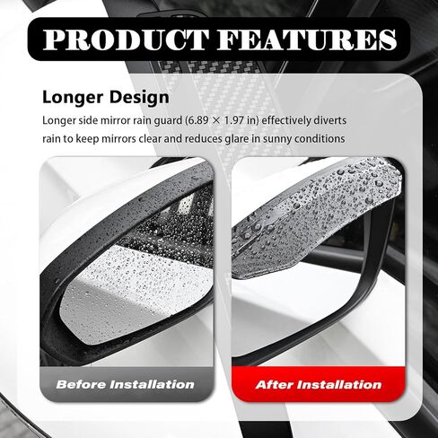 2PCS Snap-on Car Side Mirror Rain Guard,Upgraded Side Mirror Covers for Rainproof with Carbon Fiber Texture & Extended Design,Stylish Sides Mirrors Rain Guards for Cars in Saudi Arabia