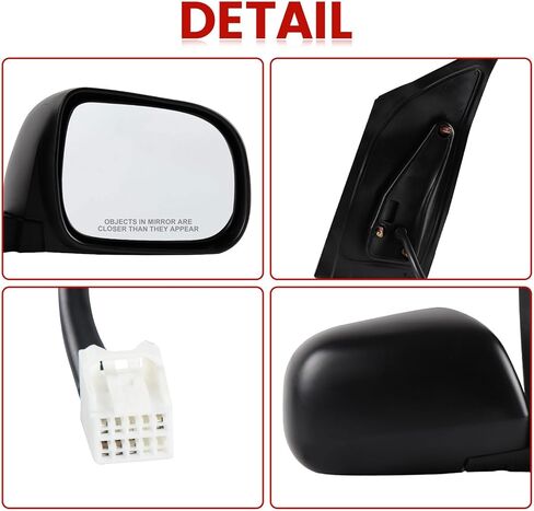 Passenger Side Mirror Compatible with 2004-2010 Toyota Sienna 3Pins with Power Glass Manual Folding Black Right Side View Mirrors Replace TO1321201 in Saudi Arabia