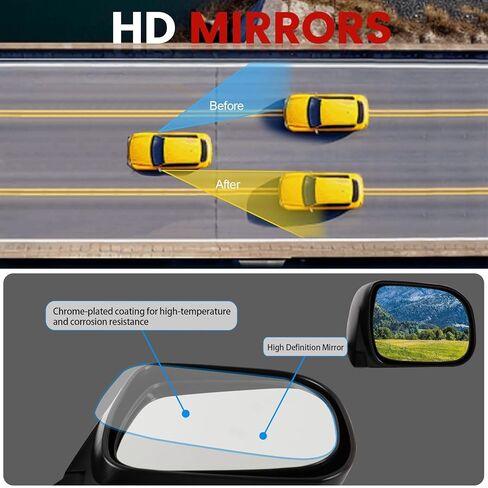 Passenger Side Mirror Compatible with 2004-2010 Toyota Sienna 3Pins with Power Glass Manual Folding Black Right Side View Mirrors Replace TO1321201 in Saudi Arabia