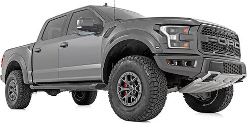 ألواح تشغيل من الألومنيوم Rough Country HD2 لسيارة Ford F-150/Lightning/F-250/F-350/Raptor (2015-2025) - كابينة طاقم - 5 بوصات واسعة غير قابلة للانزلاق، سهلة التركيب بمسامير in Saudi Arabia