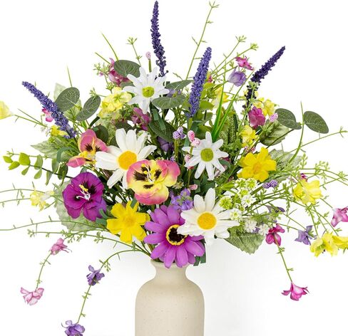 زهور الربيع الاصطناعية 4 حزمة زهرة الربيع ينبع 17 بوصة يختار الأزهار مع الإقحوانات الملونة فراشة بساتين الفاكهة الخزامى للمزهريات المركزية ترتيبات الزهور عيد الفصح الصيف in Kuwait