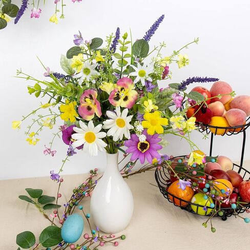 زهور الربيع الاصطناعية 4 حزمة زهرة الربيع ينبع 17 بوصة يختار الأزهار مع الإقحوانات الملونة فراشة بساتين الفاكهة الخزامى للمزهريات المركزية ترتيبات الزهور عيد الفصح الصيف in Kuwait