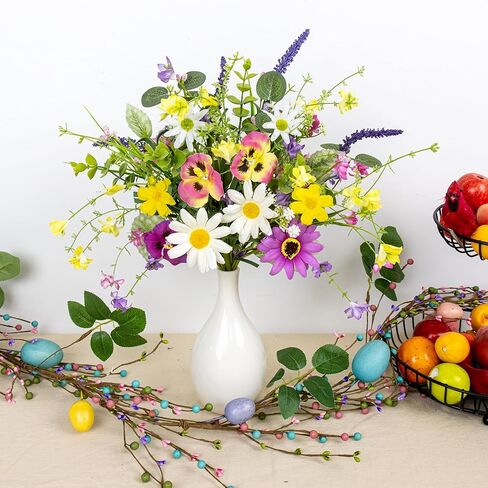 زهور الربيع الاصطناعية 4 حزمة زهرة الربيع ينبع 17 بوصة يختار الأزهار مع الإقحوانات الملونة فراشة بساتين الفاكهة الخزامى للمزهريات المركزية ترتيبات الزهور عيد الفصح الصيف in Kuwait