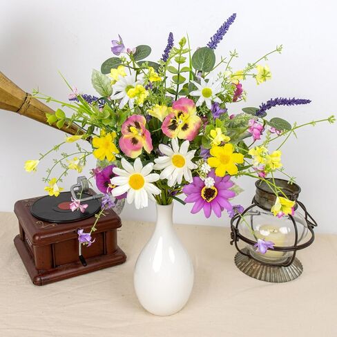 زهور الربيع الاصطناعية 4 حزمة زهرة الربيع ينبع 17 بوصة يختار الأزهار مع الإقحوانات الملونة فراشة بساتين الفاكهة الخزامى للمزهريات المركزية ترتيبات الزهور عيد الفصح الصيف in Kuwait