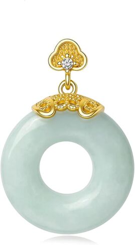 Real Jade Donut Pendant Necklace for Women Genuine Jadeite Circle Round Charm Jewelry Birthday Valentine's Day Gifts for Her Good Luck Protection in Saudi Arabia