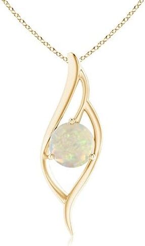 قلادة أنجارا من العقيق الطبيعي للنساء | قلادة Opal Angel Wing Bypass من الذهب الصلب عيار 14 قيراط / الفضة الإسترليني / البلاتين مع سلسلة 18 بوصة | عيد ميلاد أكتوبر، الذكرى السنوية، هدية مجوهرات الأحجار الكريمة in Saudi Arabia