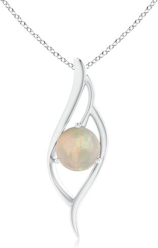 قلادة أنجارا من العقيق الطبيعي للنساء | قلادة Opal Angel Wing Bypass من الذهب الصلب عيار 14 قيراط / الفضة الإسترليني / البلاتين مع سلسلة 18 بوصة | عيد ميلاد أكتوبر، الذكرى السنوية، هدية مجوهرات الأحجار الكريمة in Saudi Arabia