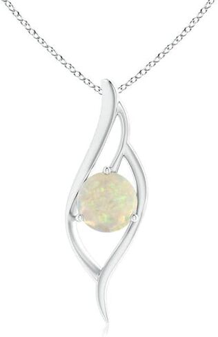 قلادة أنجارا من العقيق الطبيعي للنساء | قلادة Opal Angel Wing Bypass من الذهب الصلب عيار 14 قيراط / الفضة الإسترليني / البلاتين مع سلسلة 18 بوصة | عيد ميلاد أكتوبر، الذكرى السنوية، هدية مجوهرات الأحجار الكريمة in Saudi Arabia